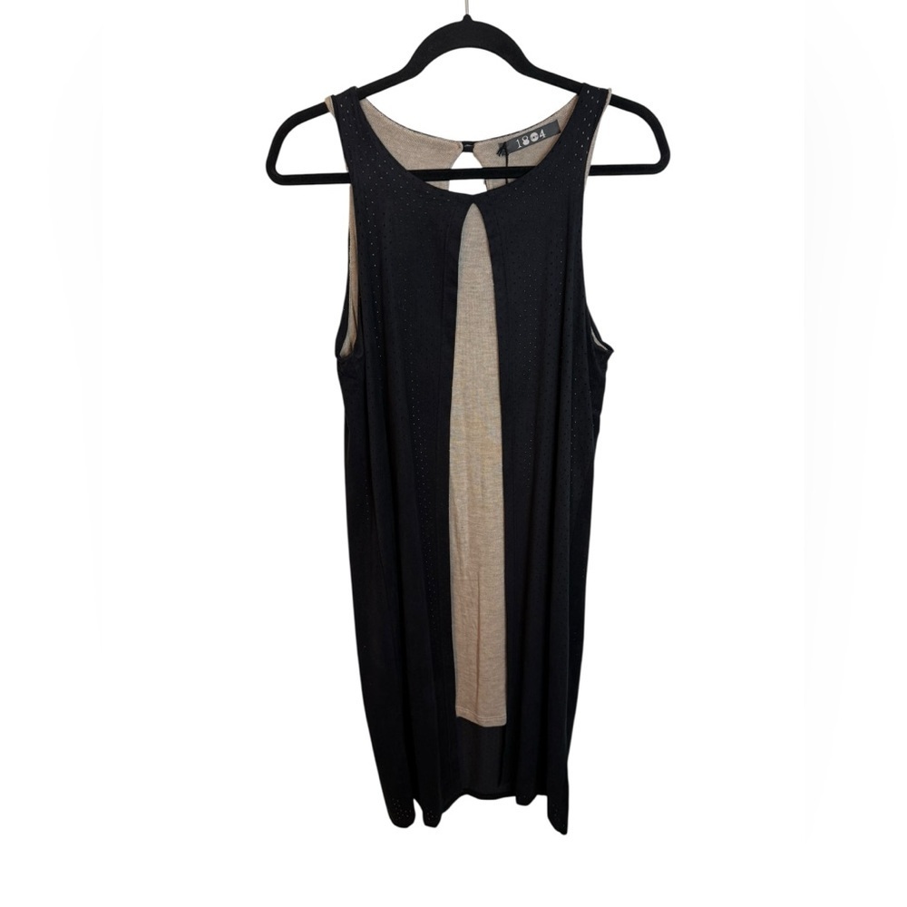 Nwt Coin 1804 Black Oatmeal Layered Faux Suede Sweater Dress